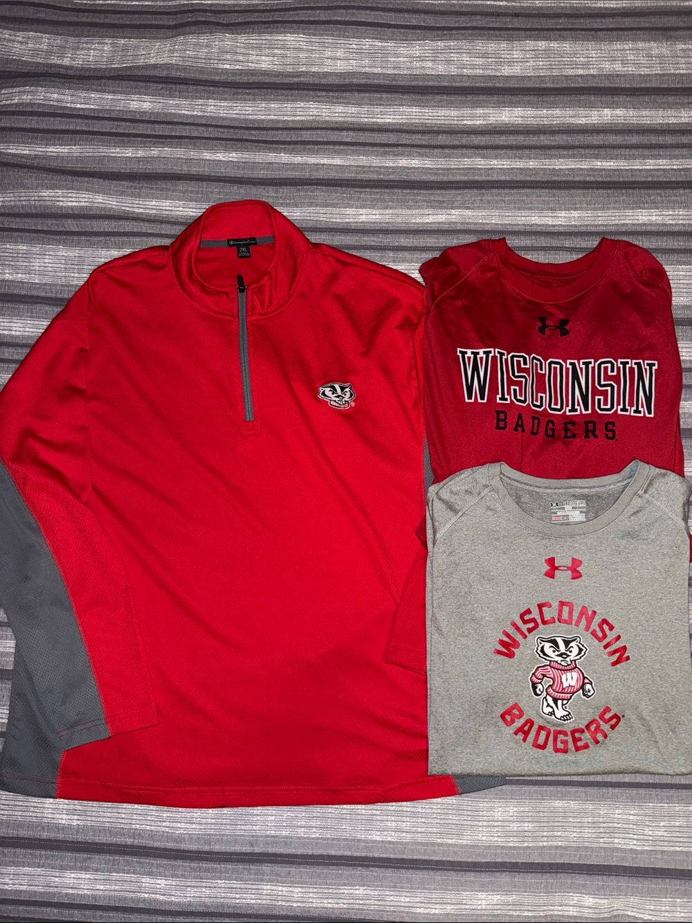 Red & Gray Wisconsin Badgers Performance Tops